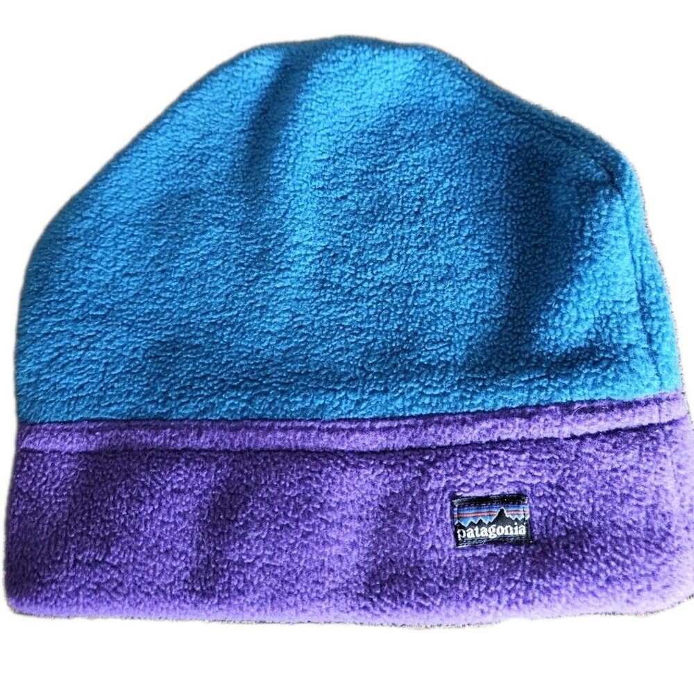 Vintage Patagonia Synchilla Fleece 80’s/90’s Colorblock Teal Purple Beanie Med